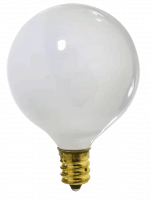 15G16.5W/E12 – 15-Watt G16.5 Globe Candelabra Lamp, E12 Medium Base, 120V, 1,500 Hours, White Finish, Classic Decorative Light