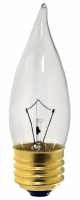 40EFC 40W 130V Clear Flame Tip Decorative Incandescent Bulb – Medium E26 Base, 1,500 Hour Life, Classic Clear Finish for Chandeliers, Sconces, and Specialty Fixtures