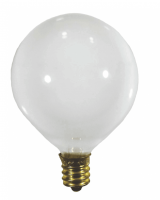25G16½ White Globe Bulb – 25W, 130V, E12 Candelabra Base