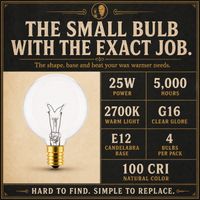 The Wax Warmer incandescent light bulb, 25W G16.5 E12, 100 CRI, dimmable