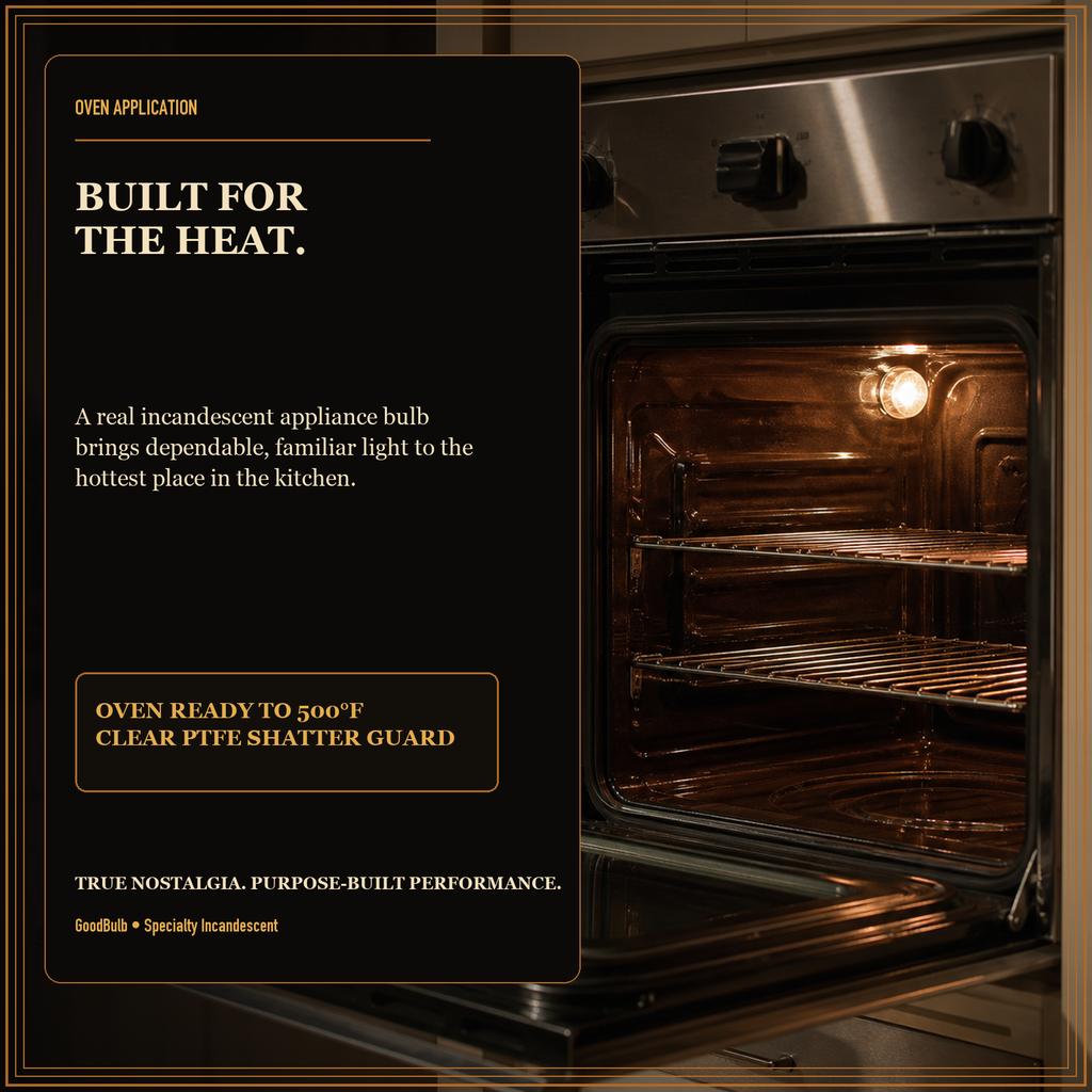 The Oven Bulb incandescent light bulb, 60W A15 E26, 100 CRI, dimmable