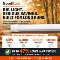 8FT LED T8 Tube 5000K Daylight LED T8 tube, 5000K Daylight, FA8 Single-Pin, plug and play or ballast bypass, fluorescent replacement