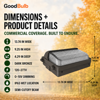 Traditional Wall Pack 60/90/100/120W Selectable commercial LED fixture, selectable wattage and CCT, 120-277V, DLC 5.1 Premium, utility rebate eligible