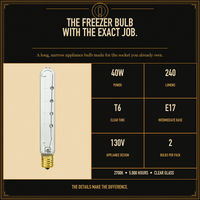 The Fridge Bulb incandescent light bulb, 40W T6 E17, 100 CRI, dimmable