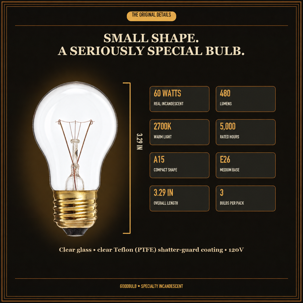 Oven Light Bulb, A15 Appliance Incandescent, High-Temp E26