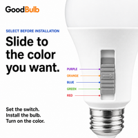 5-Color Select 60W Equal colored LED light bulb, A19, E26, 60W equivalent, blue cause bulb
