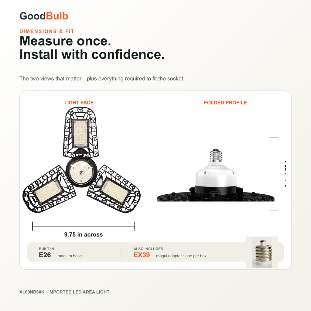 X-Wing Previous Generation high output LED bulb, 5000K daylight, E26 / EX39 Mogul, 120-277V, HID/halogen replacement