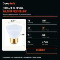 PAR16 3000K Warm White LED PAR bulb, PAR16, 3000K Warm White, 90+ CRI, halogen replacement flood/spot