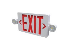 Evade LED Exit Sign & Emergency Combo Red Letters Universal Face White Thermoplastic 120–277V 2.8W