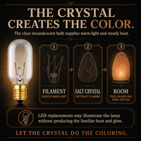 The Long Salt Lamp incandescent light bulb, 25W T6 E12, 100 CRI, dimmable