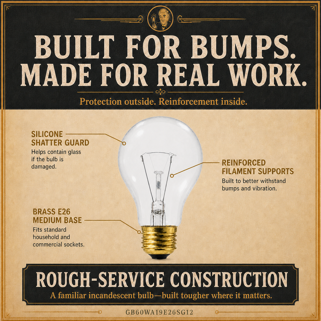 The 60-Watt incandescent light bulb, 60W A19 E26, 100 CRI, dimmable