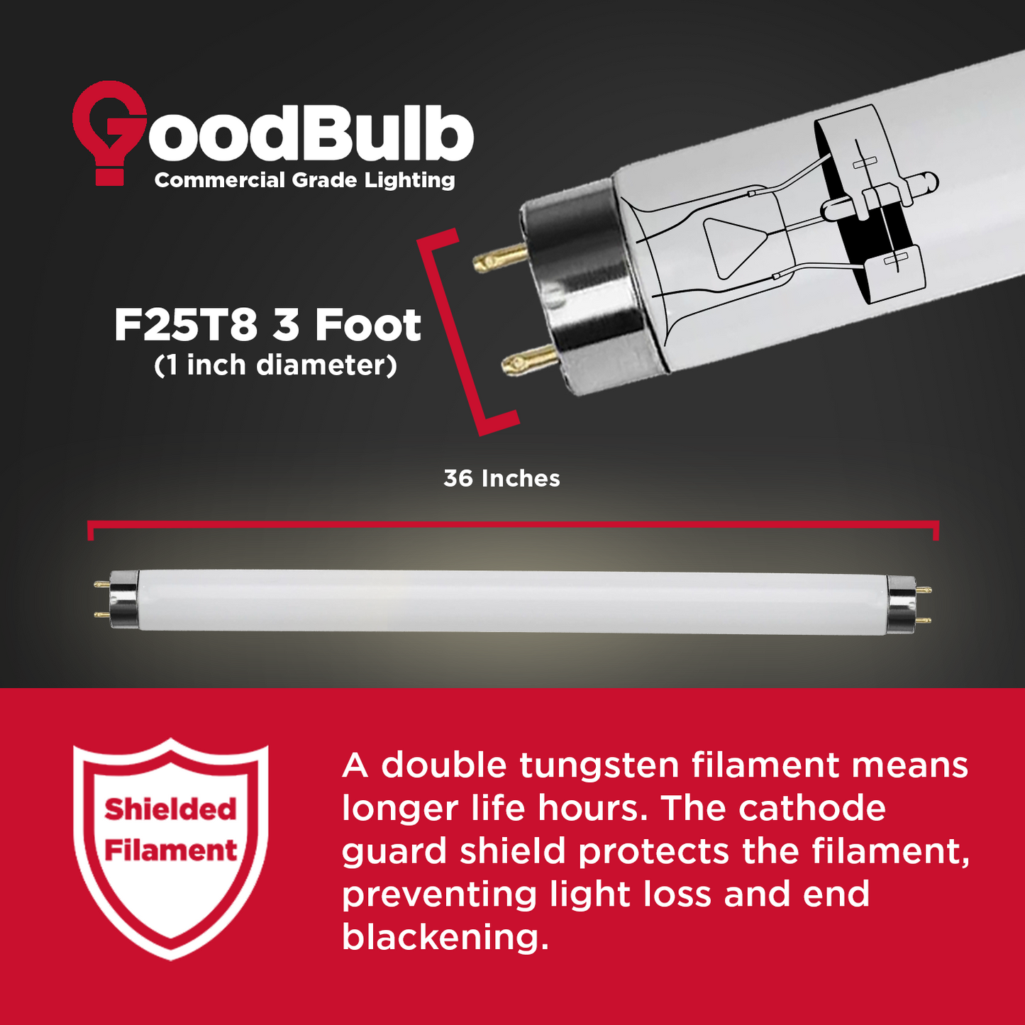 F25T8/835 - 25 Watt 36 Inch T8 Flourescent Light Bulb - 3500K Neutral White - 2225 Lumens - 36,000 Hours