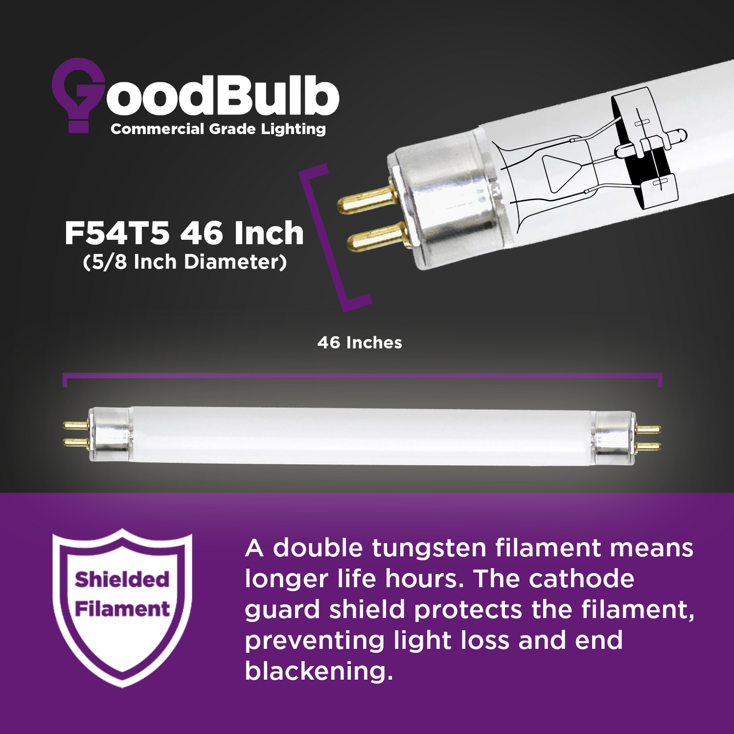 F54T5/865 - 54 Watt 46 Inch T8 Fluorescent Light Bulb - 6500K Full Spectrum - 4950 Lumens - 36,000 Hours