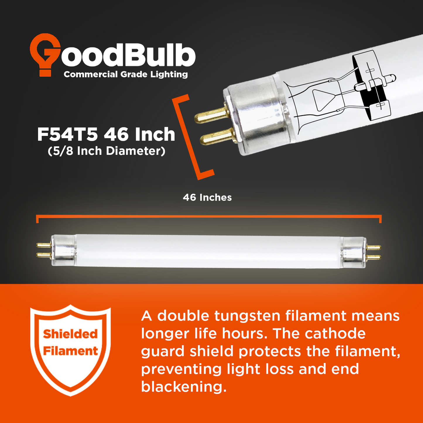 F54T5/830 - 54 Watt 46 Inch T8 Fluorescent Light Bulb - 3000K Warm White - 4950 Lumens - 36,000 Hours