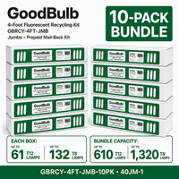 10-Pack 4-Foot Fluorescent Kit Jumbo prepaid mail-back recycling kit, fluorescent · bulk · ten kits, certificate of recycling