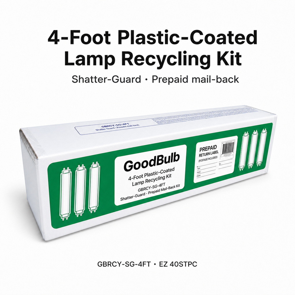 4-Foot Shatter-Guard Kit Plastic-Coated prepaid mail-back recycling kit, shatter-resistant · food-safe · fda, certificate of recycling