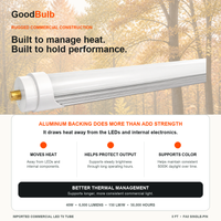 8FT LED T8 Tube 5000K Daylight LED T8 tube, 5000K Daylight, FA8 Single-Pin, plug and play or ballast bypass, fluorescent replacement