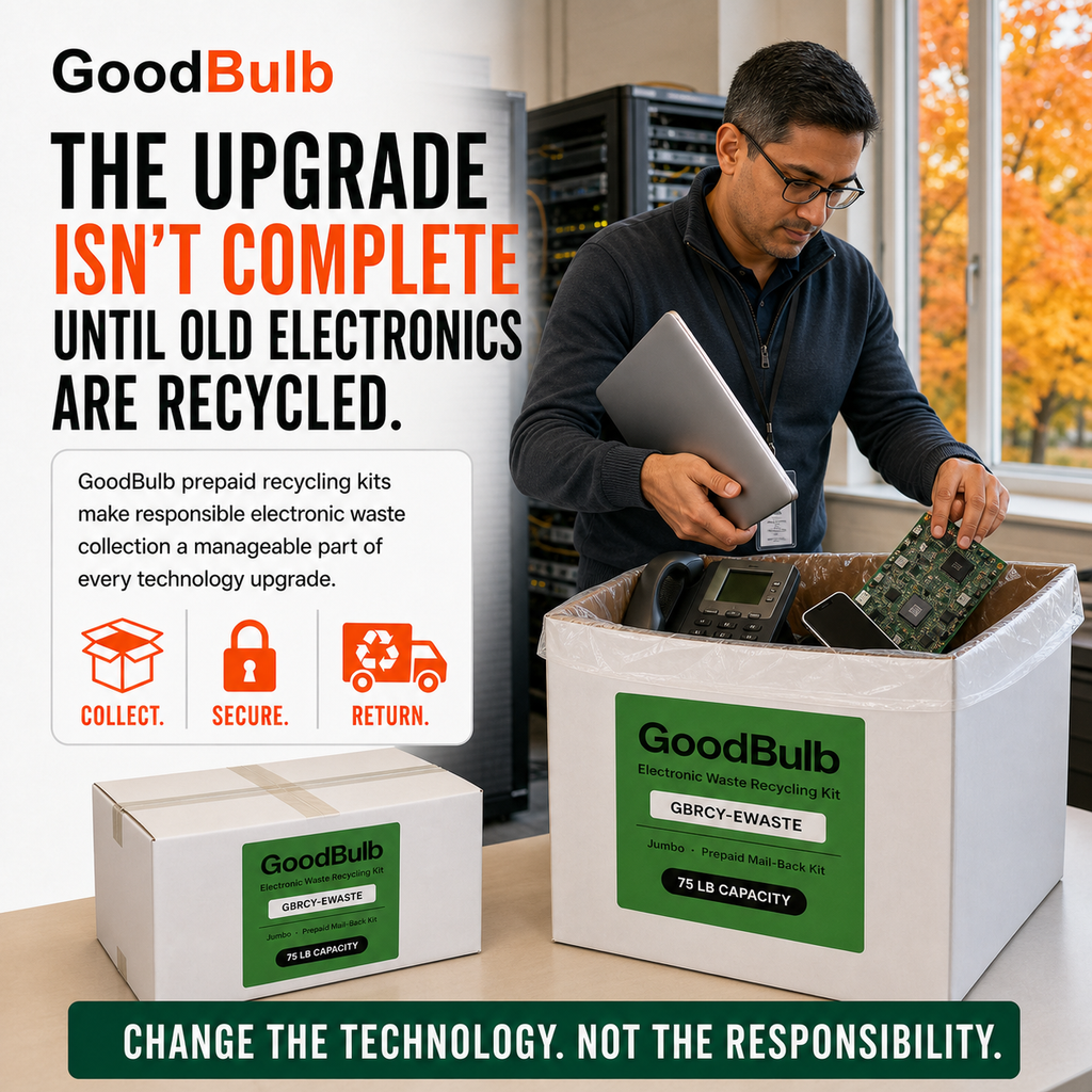 Electronic Waste Kit 2-Foot Jumbo prepaid mail-back recycling kit, computers · phones · circuit boards, certificate of recycling