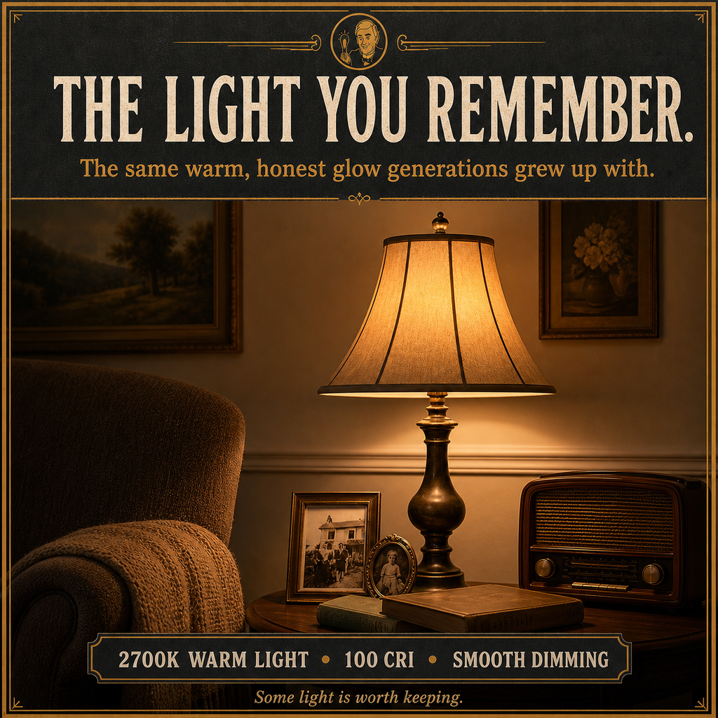 The 60-Watt incandescent light bulb, 60W A19 E26, 100 CRI, dimmable