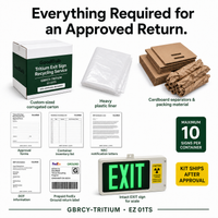 Tritium Exit Sign Kit Pre-Approval Required prepaid mail-back recycling kit, tritium · self-powered exit signs, certificate of recycling