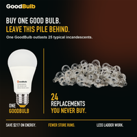 GoodBulb Warm White 3000K A19 LED bulb, made in USA, Fargo North Dakota