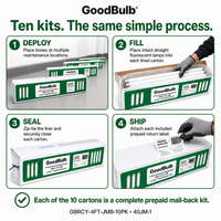 10-Pack 4-Foot Fluorescent Kit Jumbo prepaid mail-back recycling kit, fluorescent · bulk · ten kits, certificate of recycling