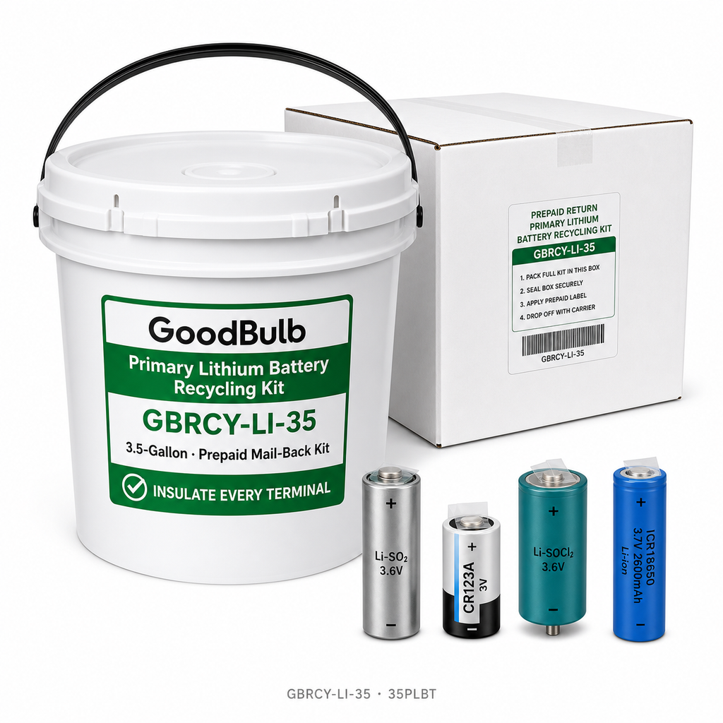 Primary Lithium Kit 3.5-Gallon prepaid mail-back recycling kit, primary lithium · non-rechargeable · un-rated, certificate of recycling