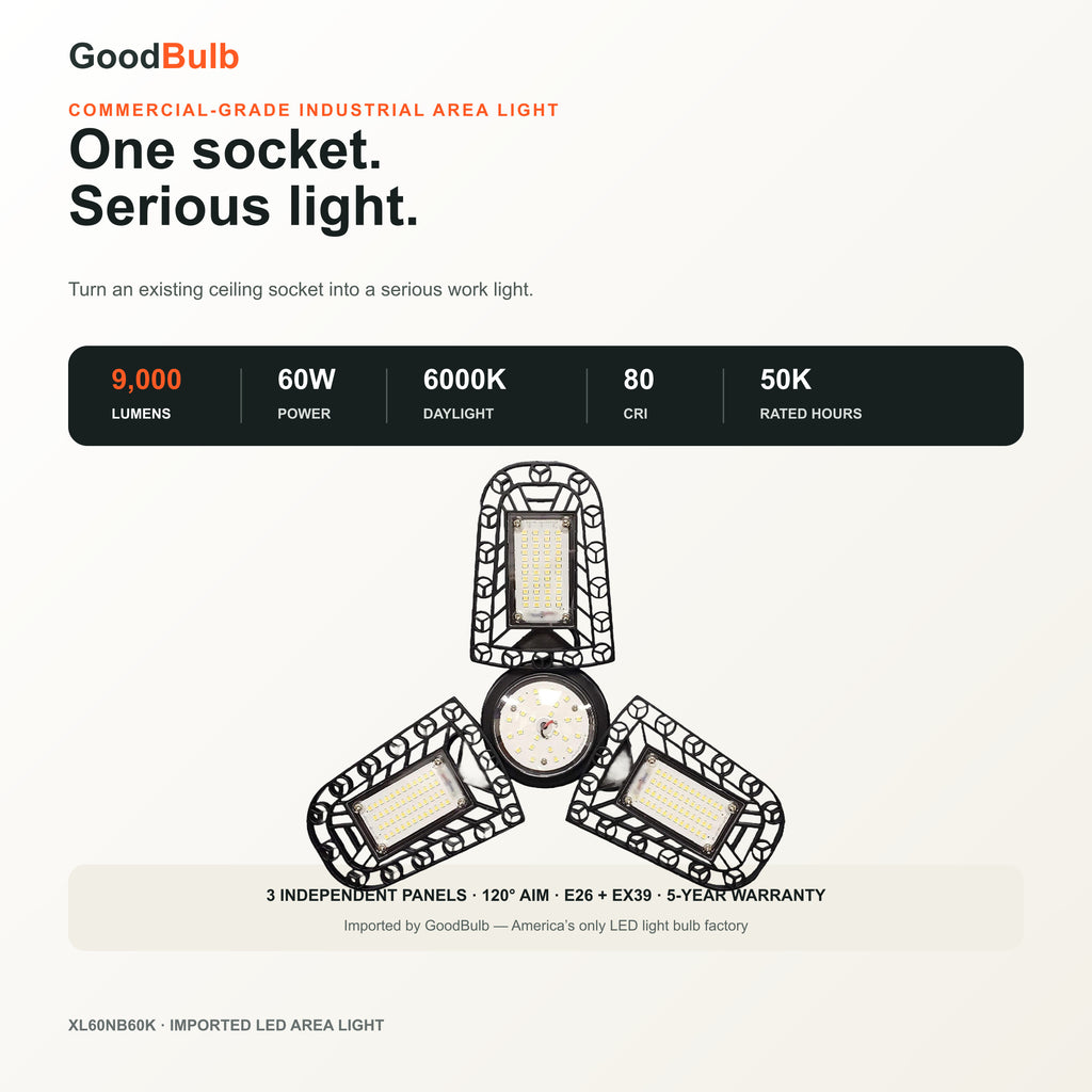 X-Wing Previous Generation high output LED bulb, 5000K daylight, E26 / EX39 Mogul, 120-277V, HID/halogen replacement