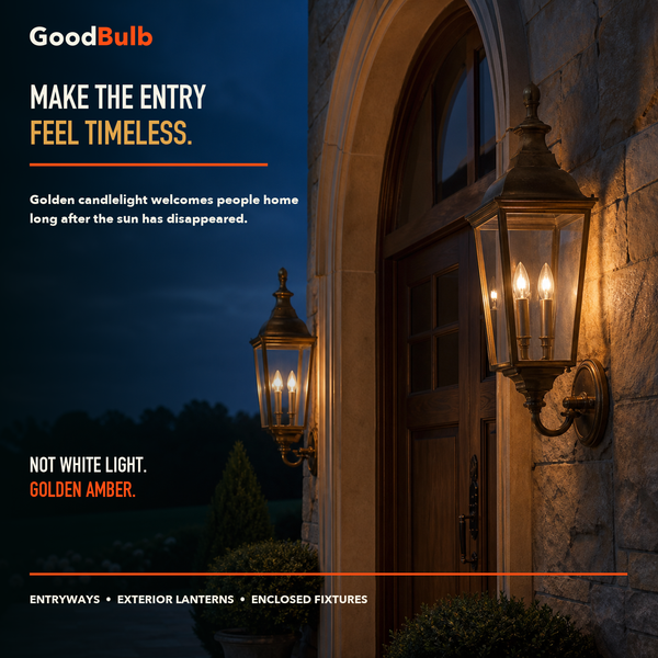 B11 LED Filament Chandelier Bulb, E12 Candelabra, Amber