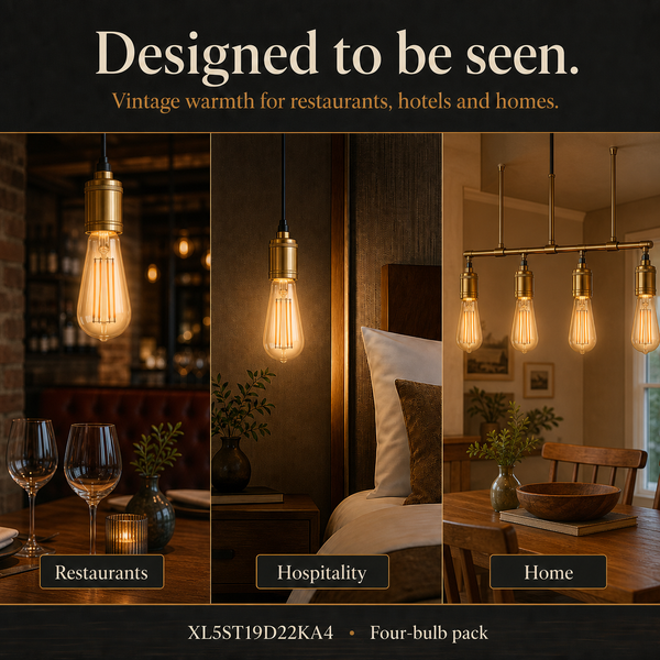 ST19 Edison LED Bulb, Amber Glass, Vintage, Dimmable, E26