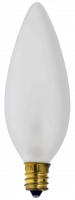 40-Watt Decorative Flame-Shaped CTF Lamp – 130V, E12 Candelabra Base, Outside Frost Finish, 2700K Warm White
