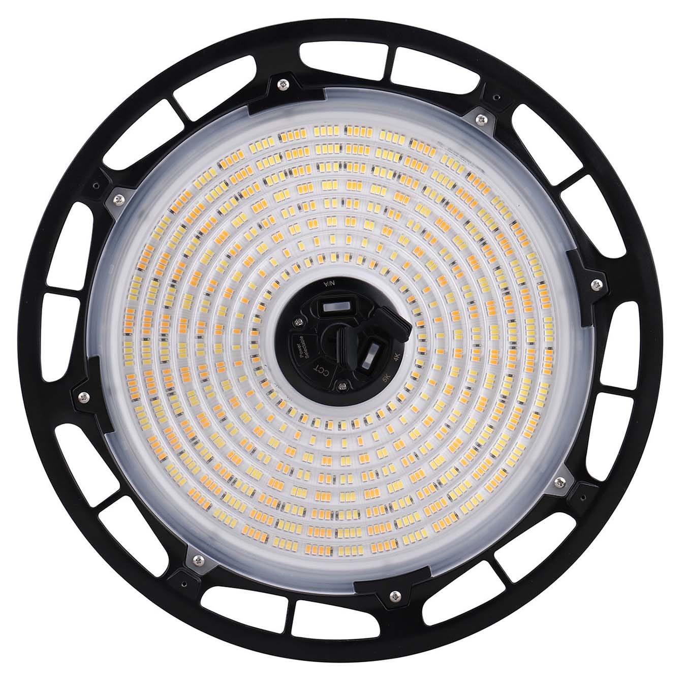 Hoverbay Round Highbay 150W Color Selectable 4000K or 5000K Black Housing Universal Voltage 120 277V