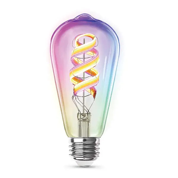 GoodBulb ST21 Spiral Edison Smart LED Bulb – 6-Watt 2100K RGBW Dimmable Decorative Filament, Alexa & Google Compatible, E26 Base, 25,000-Hour Life