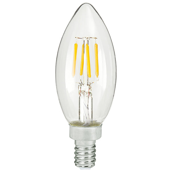 GoodBulb FIL B11 40W Equivalent LED Filament Bulb — 4W Dimmable Clear B11 Flame-Tip Lamp, Warm 2200K Glow, E12 Candelabra Base, 120V Long-Life Decorative Lighting