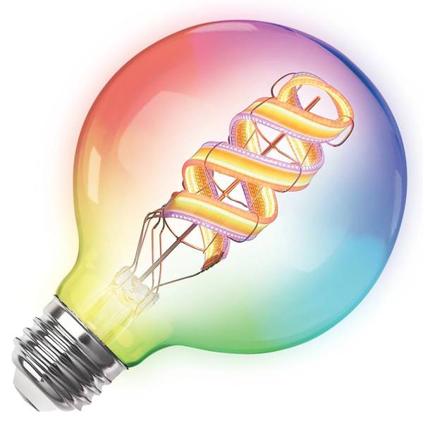 G30 Spiral Filament Smart Bulb – 6W RGBW + Amber White 2100K Dimmable E26 Globe