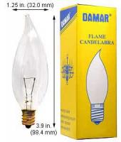 40W Clear Flame Tip – E12 Base, 130V Decorative Lamp
