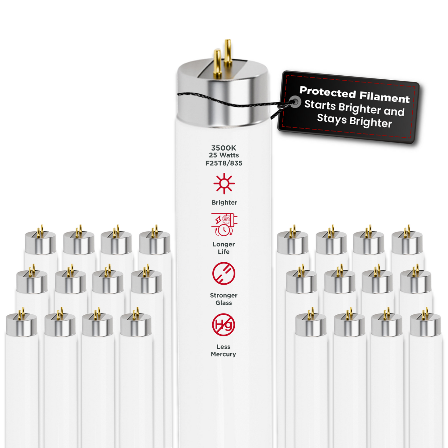 F25T8/835 - 25 Watt 36 Inch T8 Flourescent Light Bulb - 3500K Neutral White - 2225 Lumens - 36,000 Hours