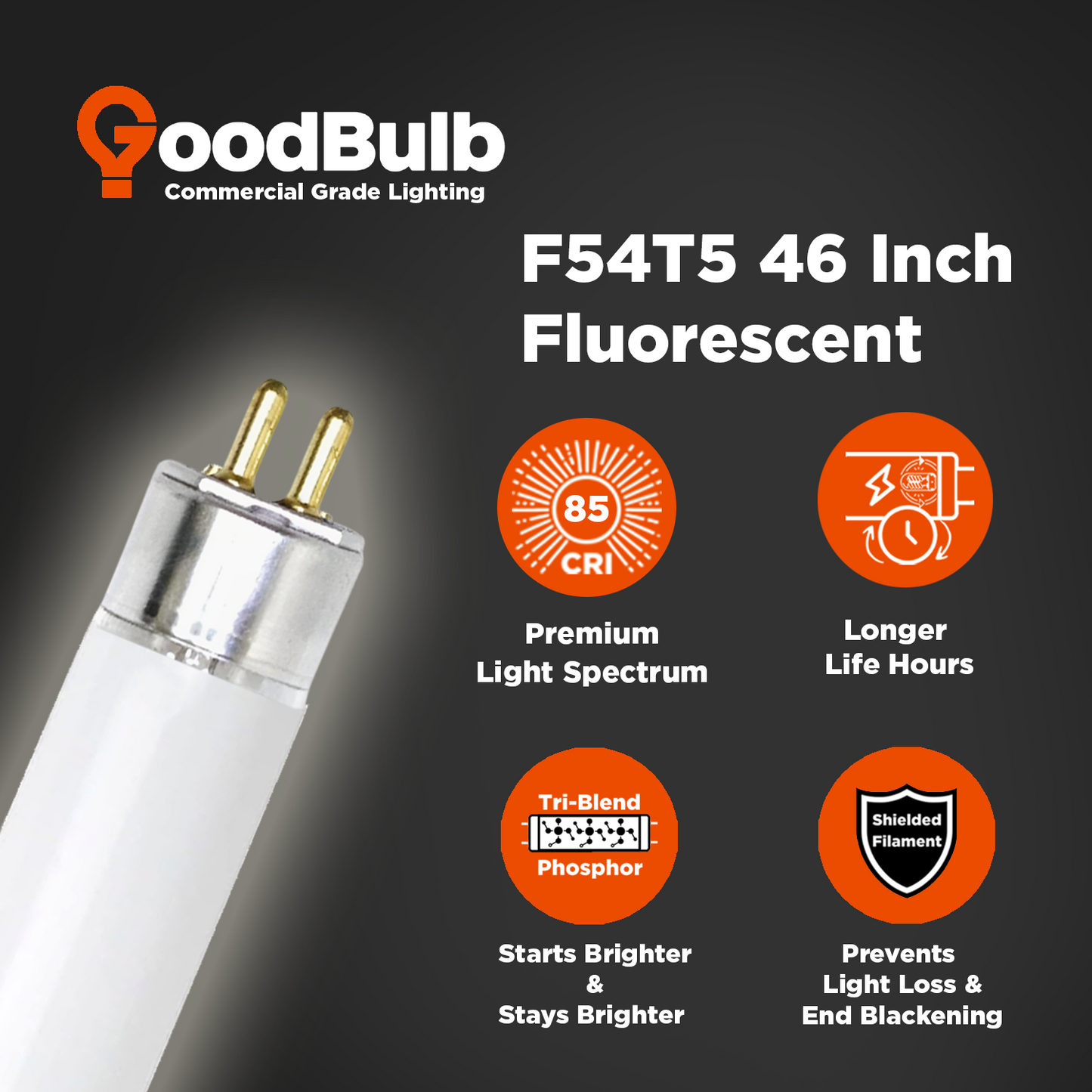 F54T5/830 - 54 Watt 46 Inch T8 Fluorescent Light Bulb - 3000K Warm White - 4950 Lumens - 36,000 Hours