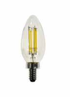 4.5W B11 LED Candle Filament Bulb, 4000K Cool White, E12 Skirted Base, 450 Lumens, Clear Finish, Dimmable