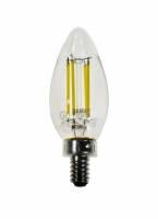 4.5W B11 LED Candle Filament Bulb, 5000K Daylight, E12 Skirted Base, 450 Lumens, Clear Finish, Dimmable