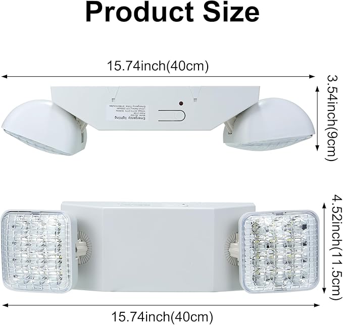 Commercial LED Emergency Light for Home Power Failure & Business, Adjustable Dual Head Emergency Light, Indoor Emergency Lighting AC110V-277V