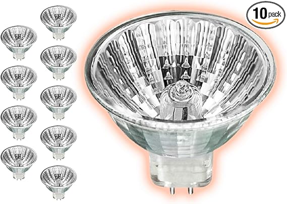 GoodBulb 50-Watt Halogen MR16 Light Bulb GX5.3 Base 12V ANSI Code EXZ High Output 3000K Soft White Light Color Clear Finish 2000 Life Hours Pack of 10 Bulbs