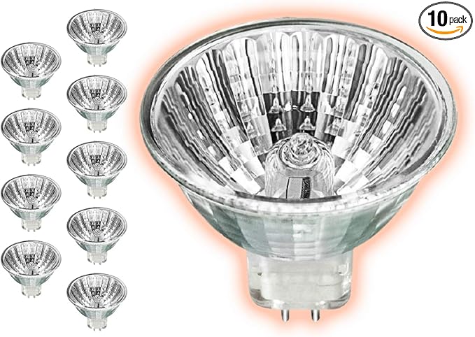 GoodBulb 50-Watt Halogen MR16 Light Bulb | GU5.3 Base 24V ANSI Code FNV | 3000K Soft White Color | Clear Finish | 2000 Life Hours | Pack of 10 Bulbs