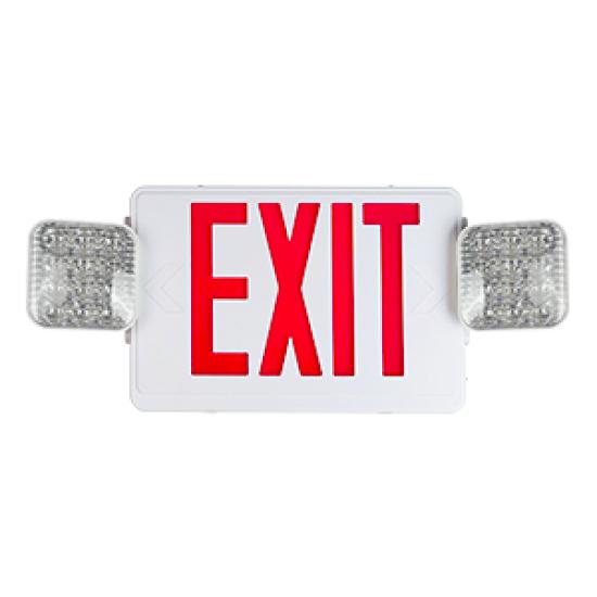 LED EXIT & EMERGENCY COMBO/WHITE/RED LTR/120-277V - BATTERY BACKUP