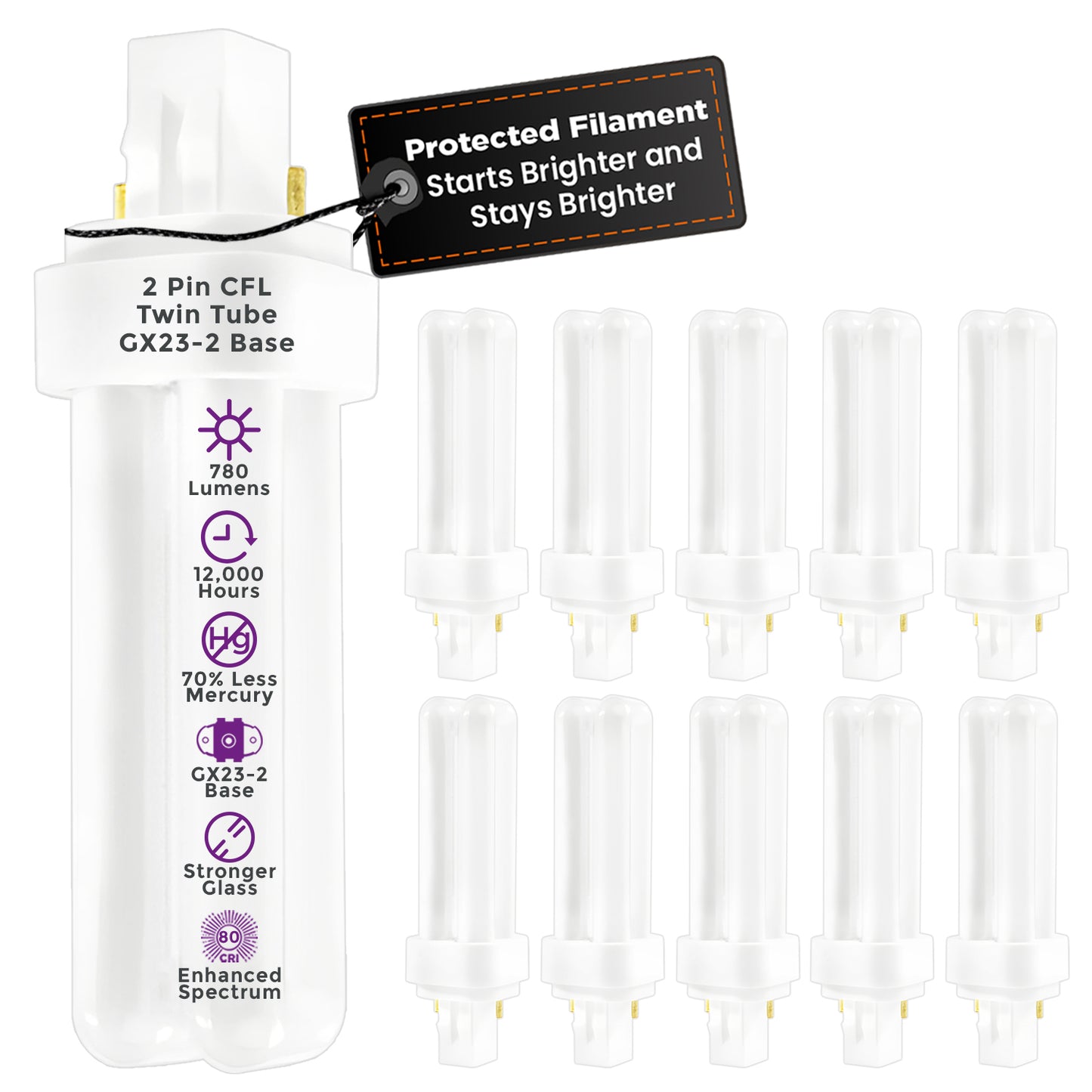 CF13W/865/DT/2P incandescent bulb full spectrum daylight 6500K plug-in light – energy efficient 13 watt lamp