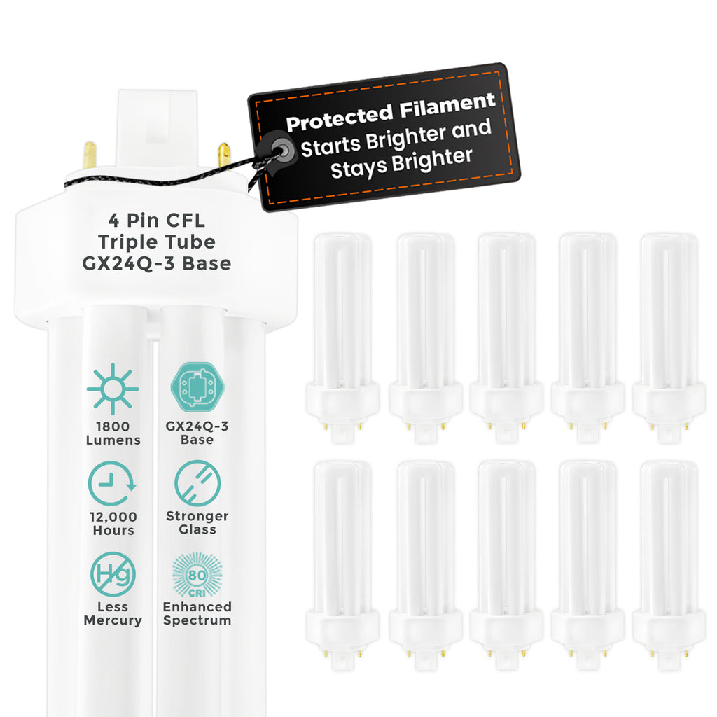 CF26W/841/TT/4P 26-watt triple tube compact fluorescent light bulb – 4100K cool white CFL with 4-pin base