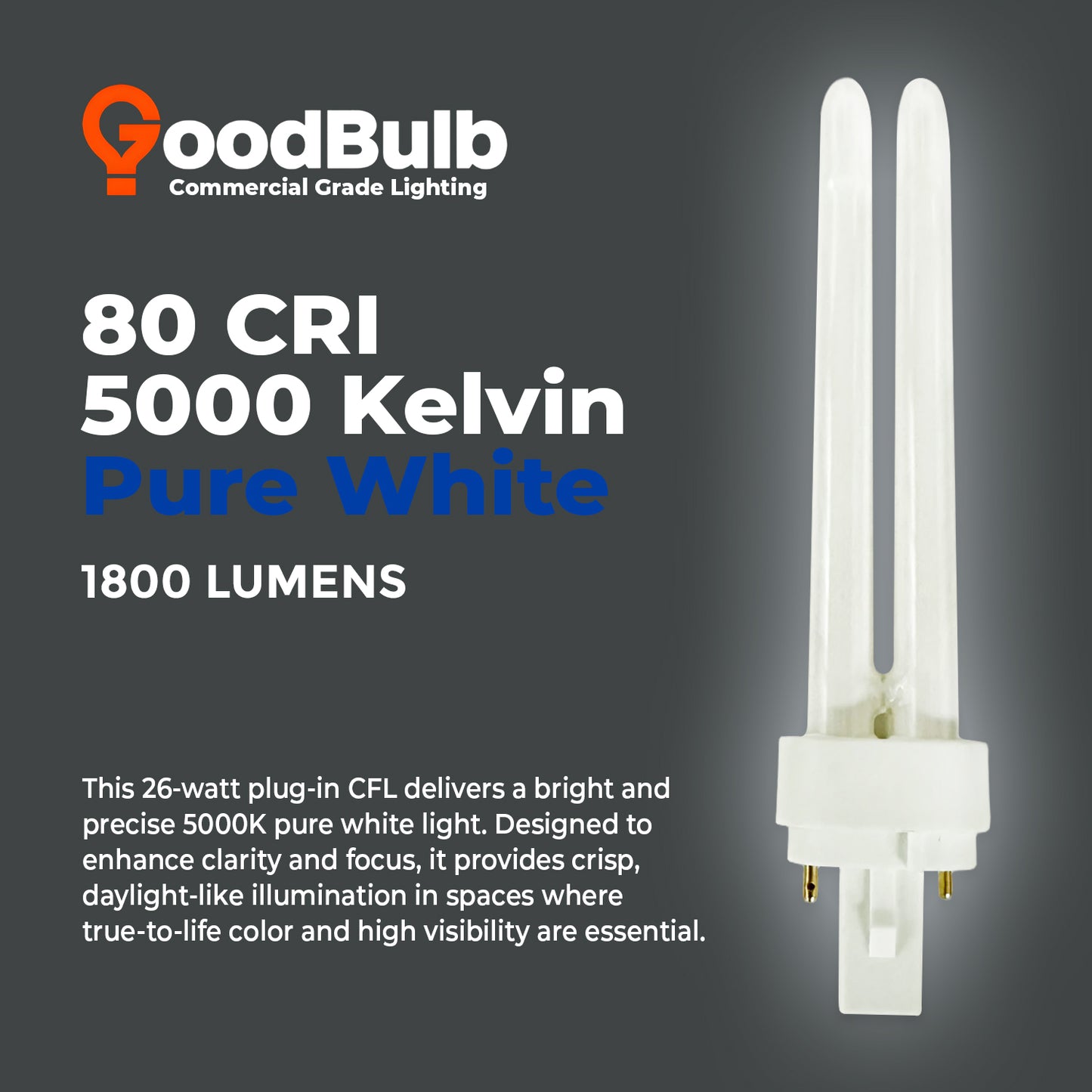 5000K daylight color temperature chart for CF26W/850/DT/2P 26W compact fluorescent bulb