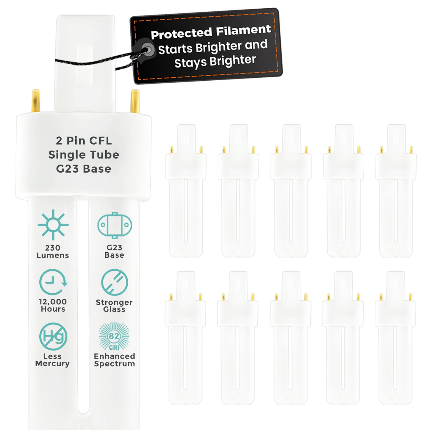CF5W/841/ST/2P 5W Compact Fluorescent Lamp G23 2-Pin Base 4100K Cool White bulb