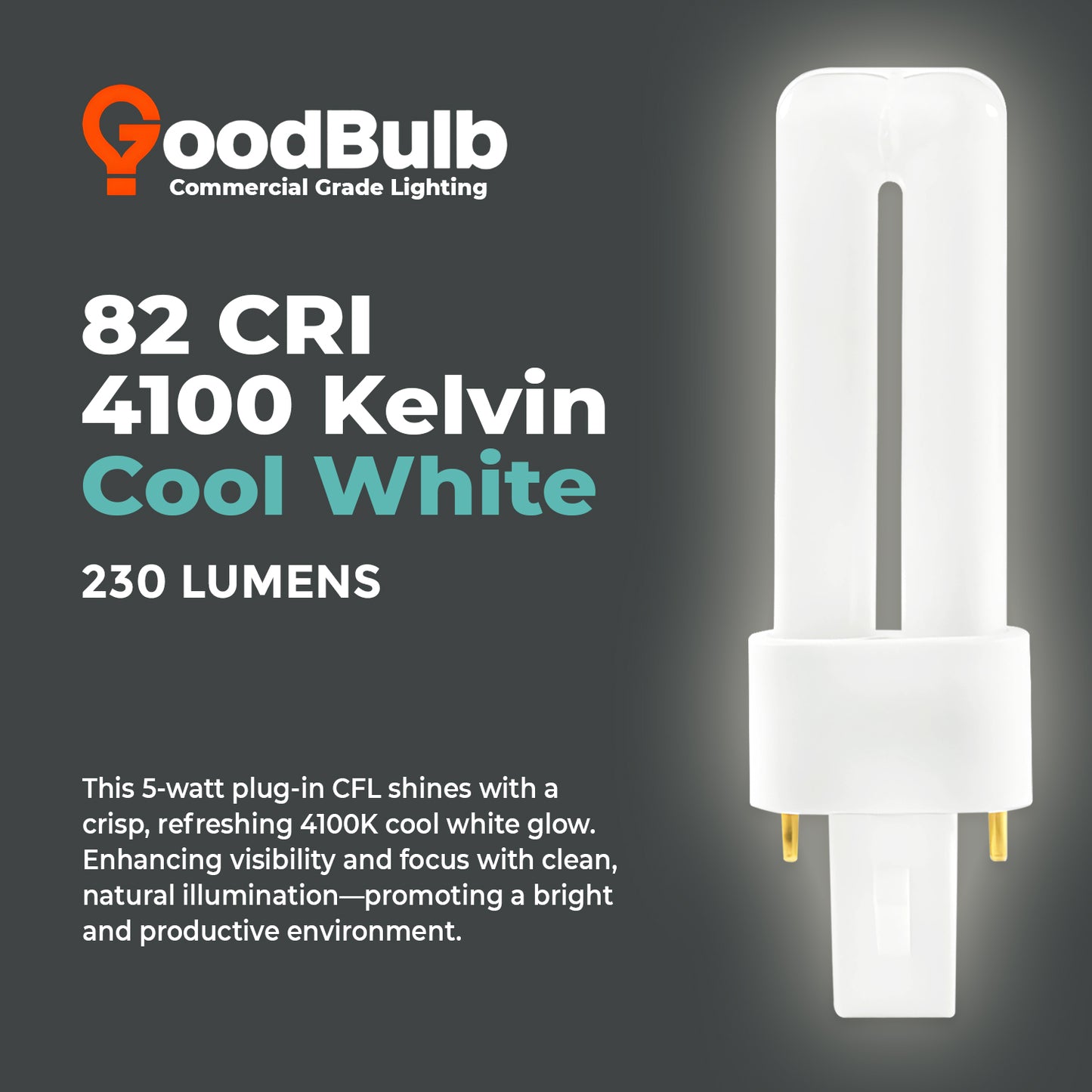 4100K cool white color temperature CFL bulb for offices, retail spaces, and task lighting