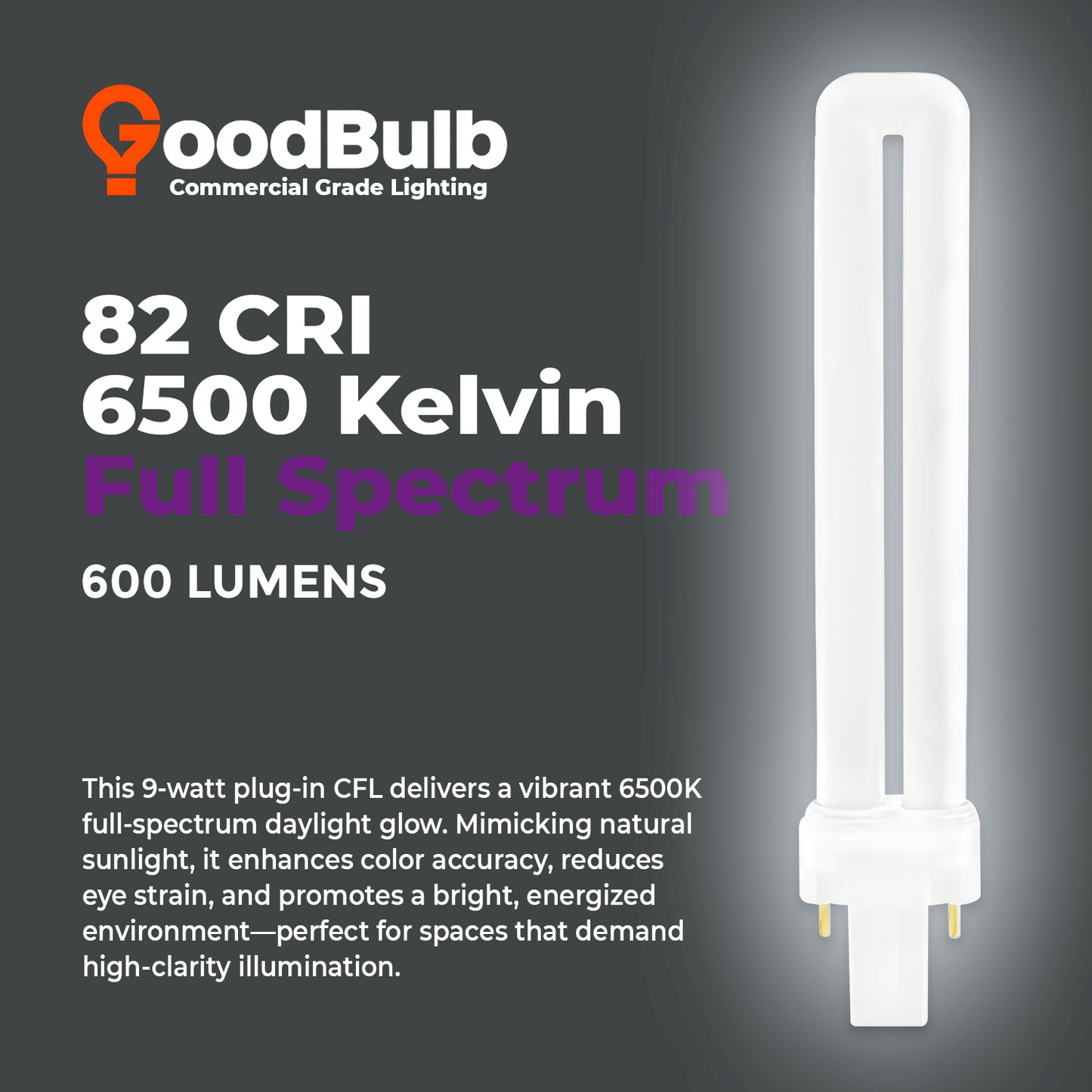 6500K Full Spectrum Daylight color temperature chart for CF9W/865 Compact Fluorescent Plug-In Lamp